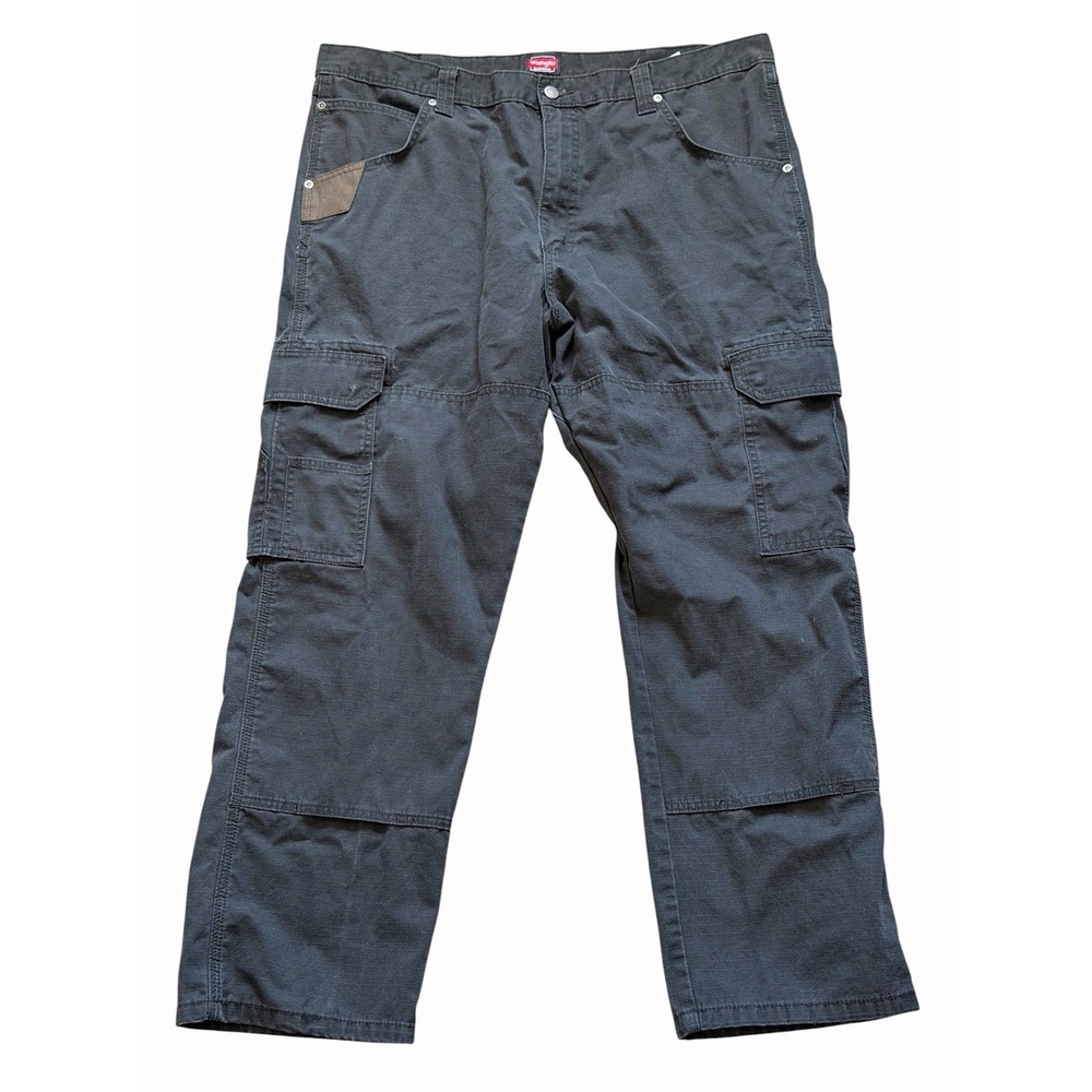 Wrangler Riggs Canvas Double Knee Cargo Pants 40 Black Y2K Carpenter EUC